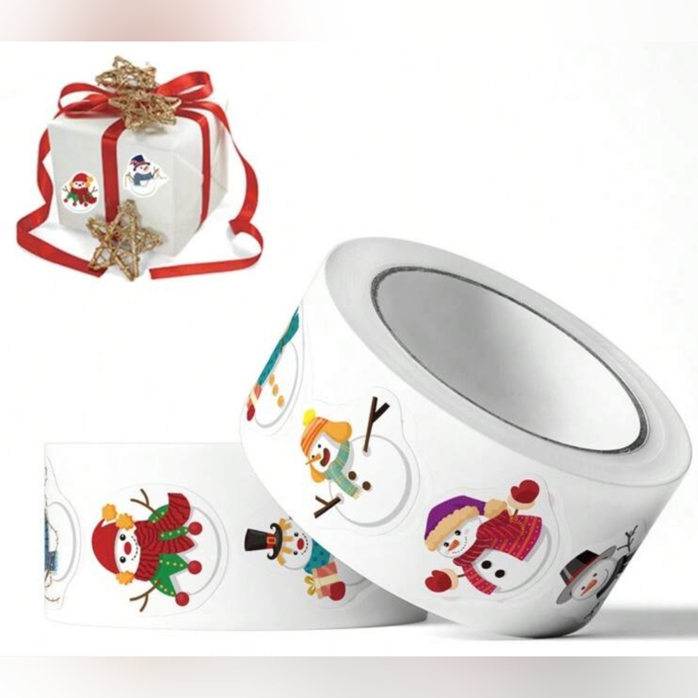 Holiday Snowman Stickers 1" - 500 Count NIP